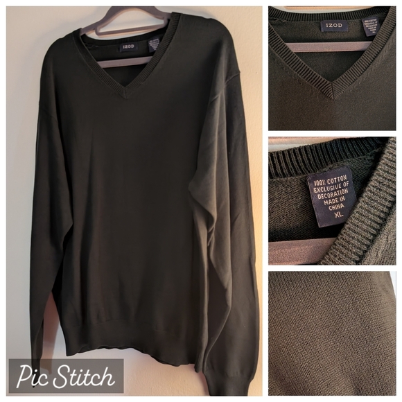 Izod Other - Izod Green V-Neck Sweater with Textured Knit